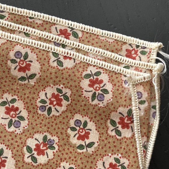 VTG Cloth Napkins Rust Blue Brown Set of 4 Small Floral Square 16" - Picture 3 of 5